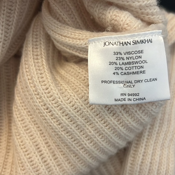 Jonathan Simkhai Annette Rib Knit Cream Cashmere Blend Henley Dress - Picture 14 of 14